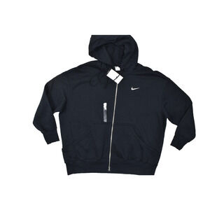 Nike Women's Full Zip Sweat Jacket Black Size XL Cotton Blend DQ5758-010 NEW